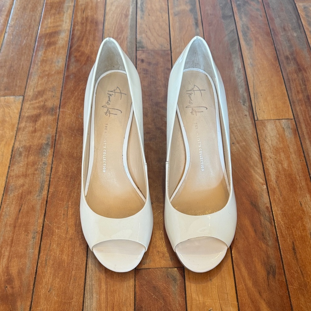 White Peep-Toe Heels